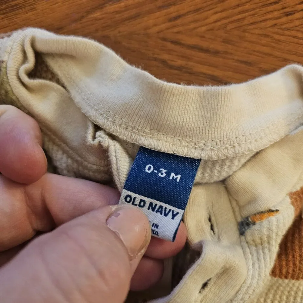 0-3 Months Old‎ Navy Baby Boys Rompers One Piece Long Sleeve Thermal Waffle